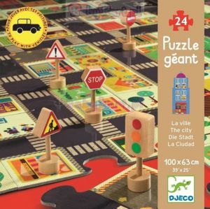 Puzzle - Ulice w mieście ze znakami drogowymi