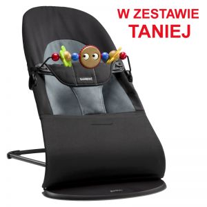 Leżaczek BALANCE SOFT - Czarny / Ciemnoszary + Zabawka
