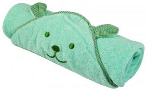 Zielony bawełniany ręcznik Okrycie kąpielowe z kapturkiem i apilikacją