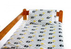 Pościel 2-el do łóżeczka 90x120 cm Słonie z żółtą parasolką
