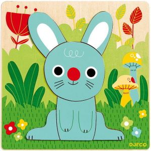 Puzzle drewniane - Niebieski królik
