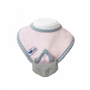 SupeRRO Baby Hevea Pink - mięciutki śliniak z naturalnym kauczukowym gryzakiem