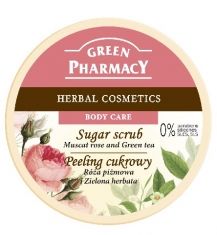 Green Pharmacy Peeling cukrowy  Róża piżmowa, Zielona Herbata  300ml